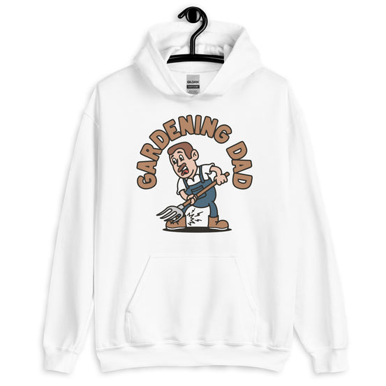 Gardening Brown Hair Light Skin Tone No-Glasses Short Moustache Dad Hoodie