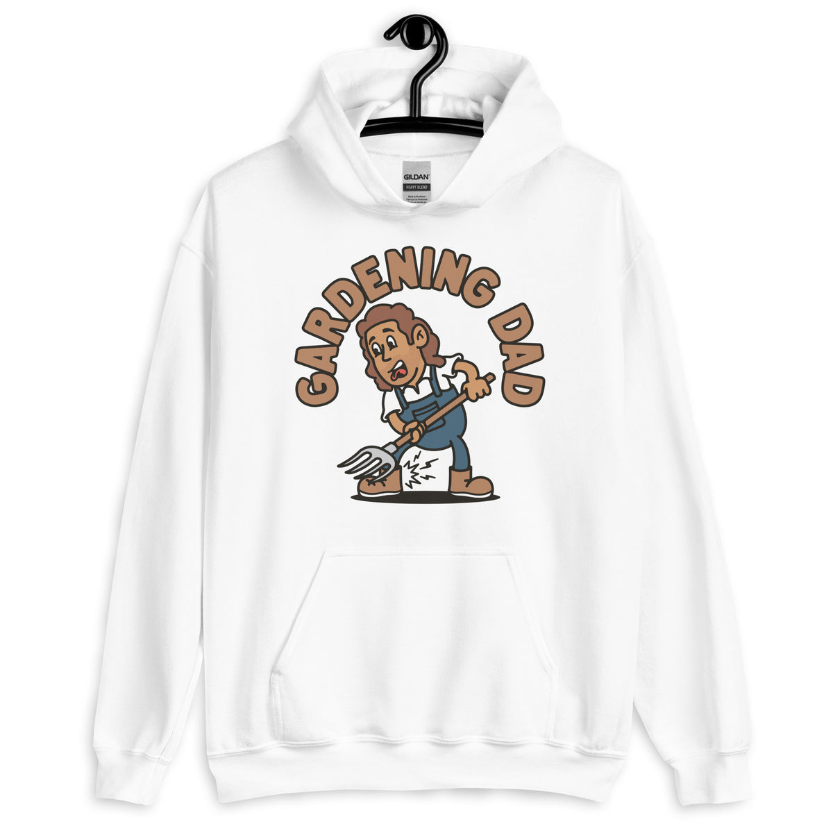 Gardening Brown Hair Tan Skin Tone No-Glasses Long Stubble Dad Hoodie