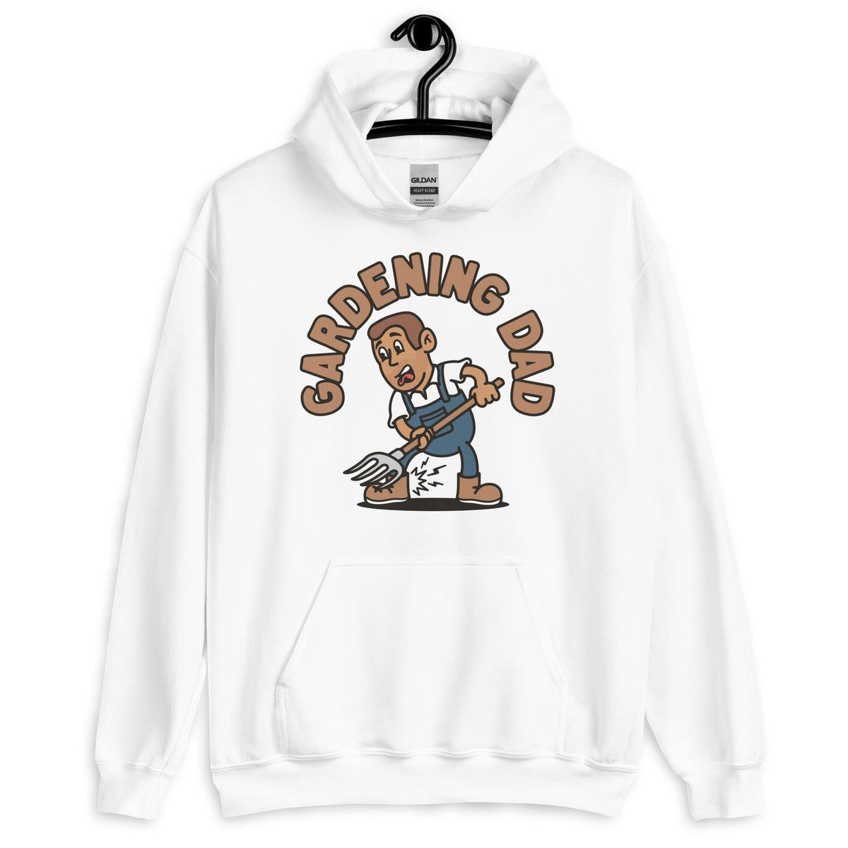 Gardening Brown Hair Tan Skin Tone No-Glasses Short Stubble Dad Hoodie