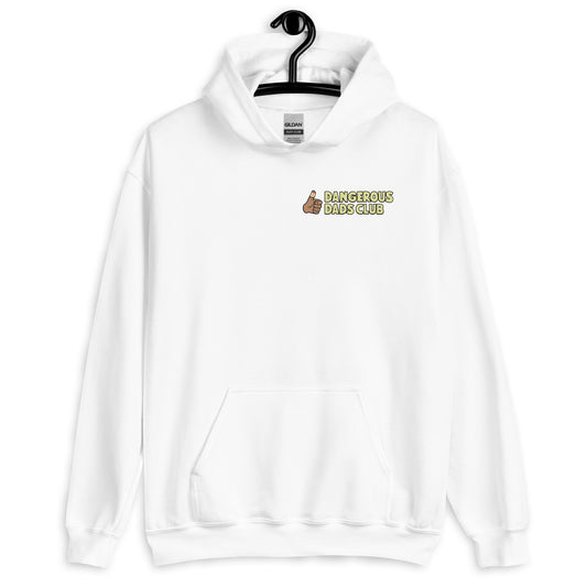 Dangerous Dads Club Hoodie - yellow logo with tan thumb