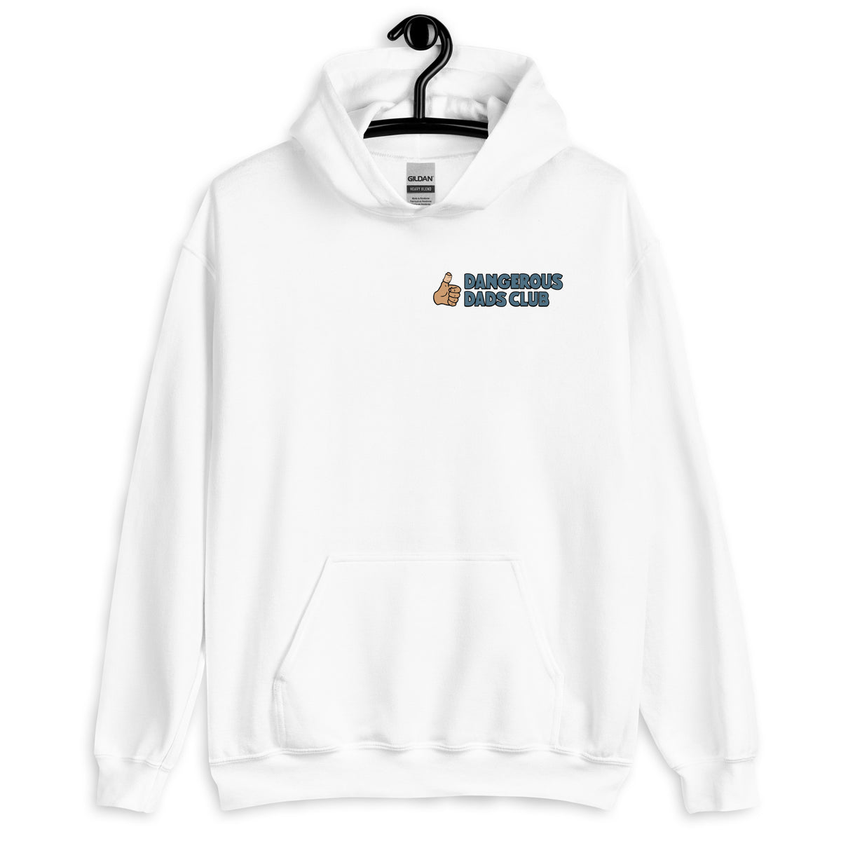 Dangerous Dads Club Hoodie - blue logo with tan thumb
