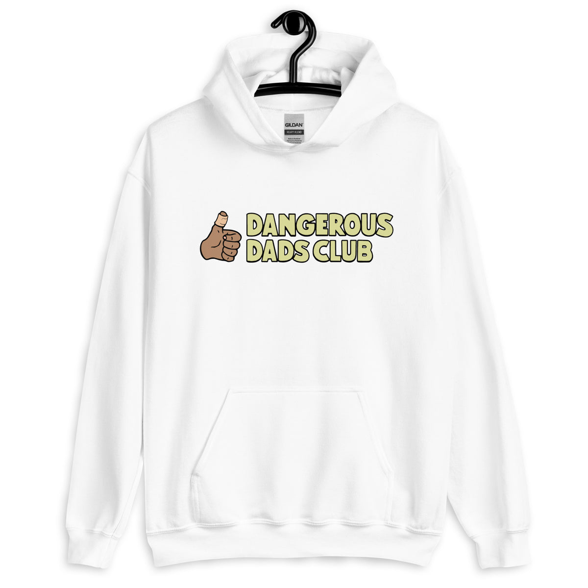 Dangerous Dads Club Hoodie - yellow logo - tan thumb