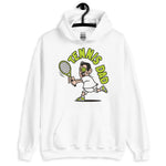 Tennis Black Hair Light Skin Tone Glasses Medium Moustache Dad Hoodie