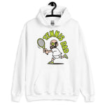 Tennis Black Hair Light Skin Tone No-Glasses Bald Beard Dad Hoodie