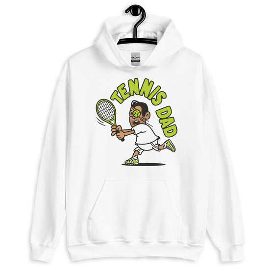 Tennis Black Hair Tan Skin Tone Glasses Medium Stubble Dad Hoodie