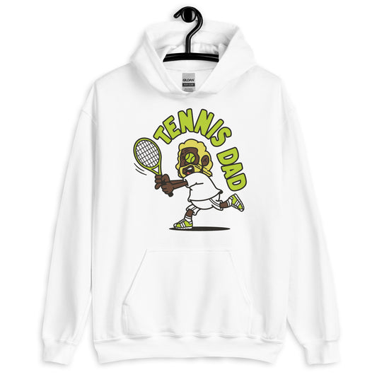 Tennis Blond Hair Dark Skin Tone No-Glasses Long Beard Dad Hoodie