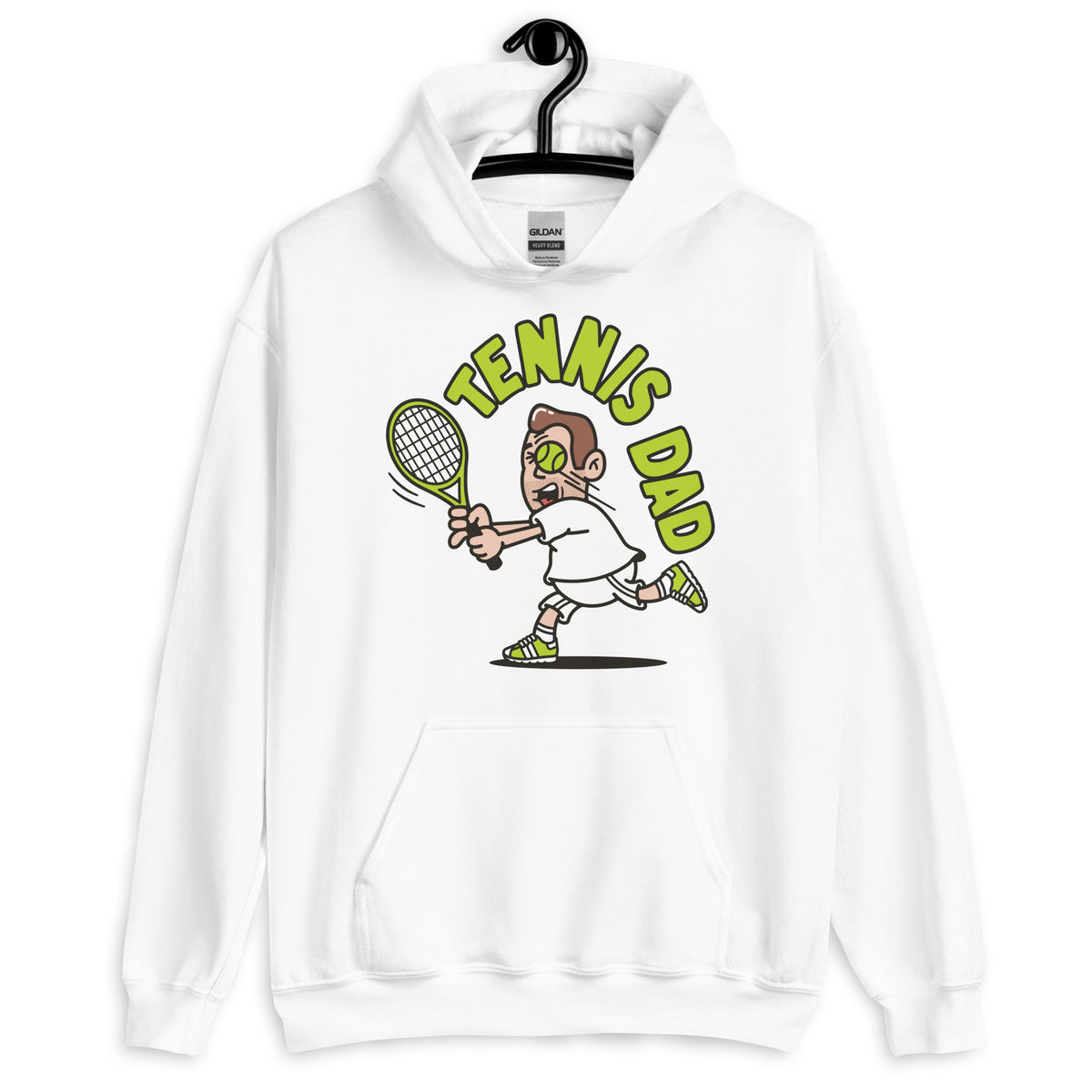 Tennis Brown Hair Light Skin Tone No-Glasses Medium Stubble Dad Hoodie