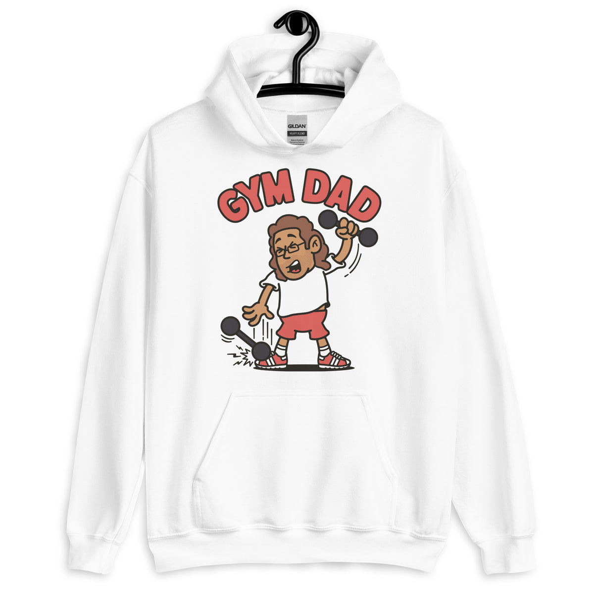 Gym Brown Hair Tan Skin Tone Glasses Long Stubble Dad Hoodie